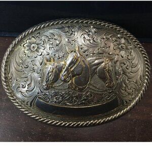 Engravable Unisex Western Belt Buckle Horses Facet Designs Cowboy Cowgirl + LED